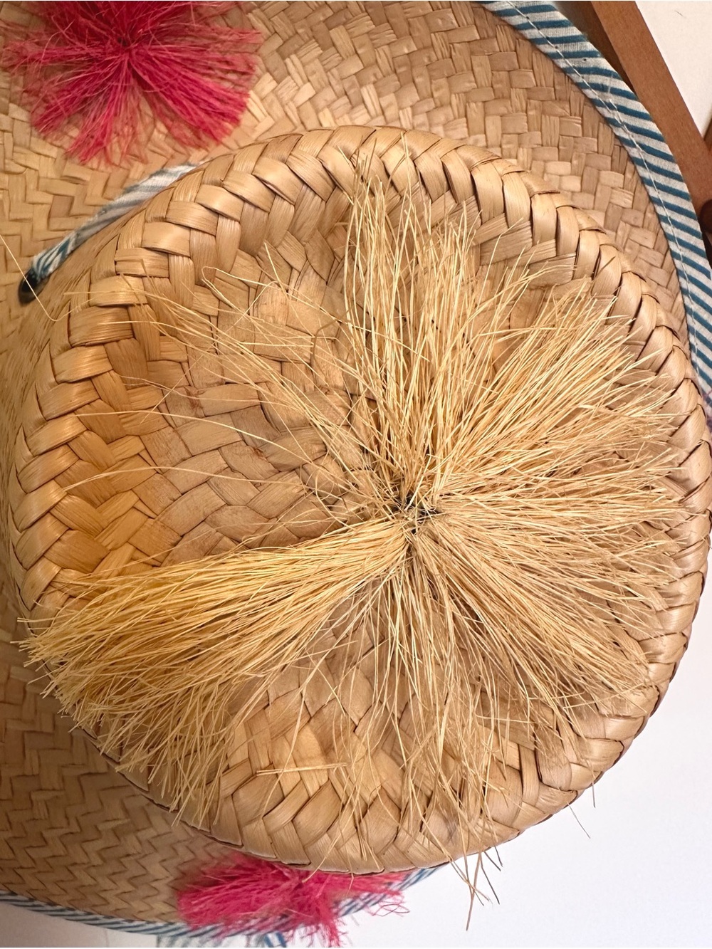Vintage 1950s Straw Sun Hat with Raffia Details - Rare Mid-Century MCM - Picture 5 of 10